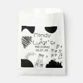 Quirky Doodle Shapes Script Wedding Bedankzakje (Voorkant)