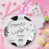 Quirky Doodle Shapes Script Wedding Papieren Bordje (Feest)