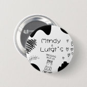 Quirky Doodle Shapes Script Wedding Ronde Button 5,7 Cm (Voorkant /achterkant)