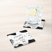 Quirky Doodle Shapes Script Wedding Vierkante Kartonnen Onderzetter (Insitu)