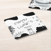 Quirky Doodle Shapes Script Wedding Vierkante Kartonnen Onderzetter (Schuin)
