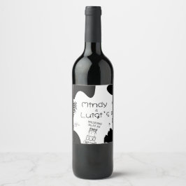 Quirky Doodle Shapes Script Wedding Wijn Etiket