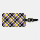 Quirky Eclectische Boho Nonbinary Plaid Pride Vlag Bagagelabel (Voorkant horizontaal)