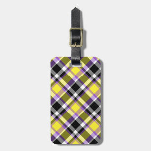 Quirky Eclectische Boho Nonbinary Plaid Pride Vlag Bagagelabel