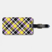 Quirky Eclectische Boho Nonbinary Plaid Pride Vlag Bagagelabel (Achterkant horizontaal)