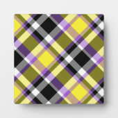 Quirky Eclectische Boho Nonbinary Plaid Pride Vlag Fotoplaat (Voorkant)