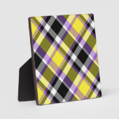 Quirky Eclectische Boho Nonbinary Plaid Pride Vlag Fotoplaat (Voorkant)