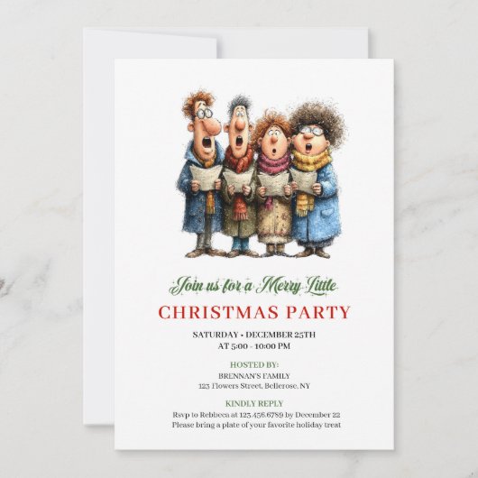 Quirky Family Red Green Holiday Party Invitation (Devant)