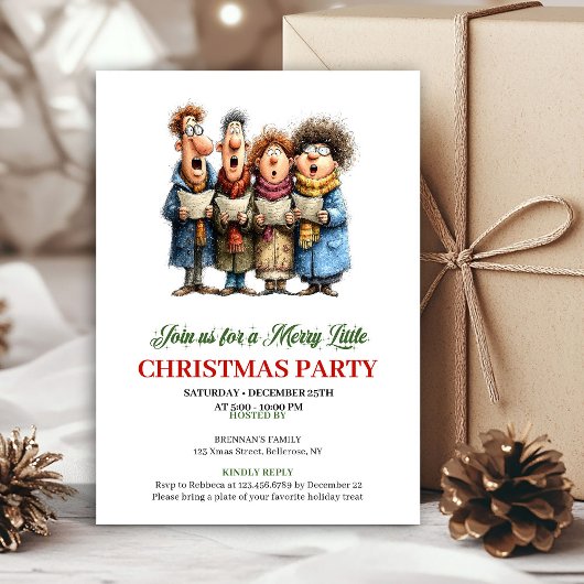 Quirky Family Red Green Holiday Party Invitation