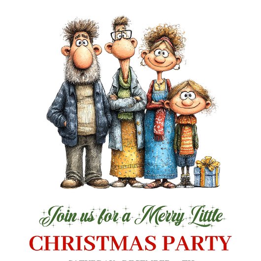 Quirky Family Red Green Holiday Party Invitation