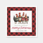 Quirky festive chickens editable personalized name servet (Voorkant)