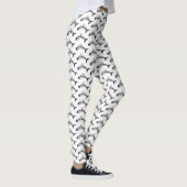 Quirky Fish Bone Black en White Pattern Leggings (Rechts)