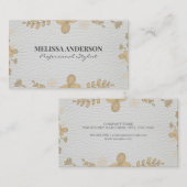 Quirky Floral Pattern White Leather Visitekaartje (Voorkant / Achterkant)