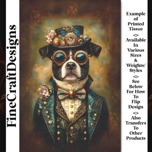 Quirky Florale Steampunk Bulldog AU2 Decoupage Tissuepapier