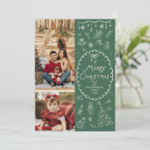 Quirky Forest Green Hand getekend Vrolijk Kerstfee Feestdagenkaart (Staand voorkant)