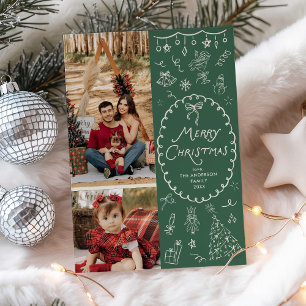 Quirky Forest Green Hand getekend Vrolijk Kerstfee Feestdagenkaart