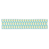 Quirky Fried Egg Graphic Pattern op Blauwgroen Korte Tafelloper (Horizontaal)