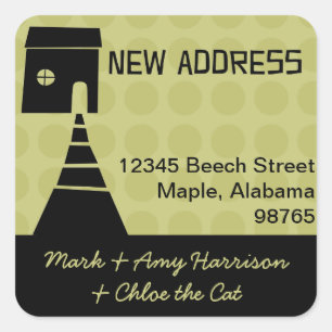 Quirky Fun New Address Avocado Vierkante Sticker