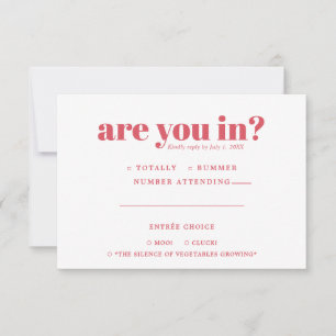 Quirky Fun Wedding RSVP 70s Typografie Aankondiging