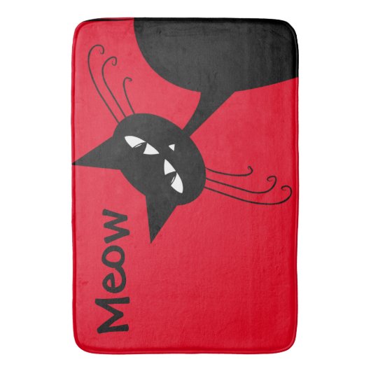 Quirky Funny Black Cat Feline Badmat (Voorkant Verticaal)