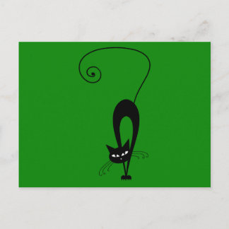 Quirky Funny Black Cat Feline Briefkaart