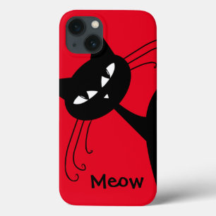 Quirky Funny Black Cat Feline iPhone 13 Hoesje