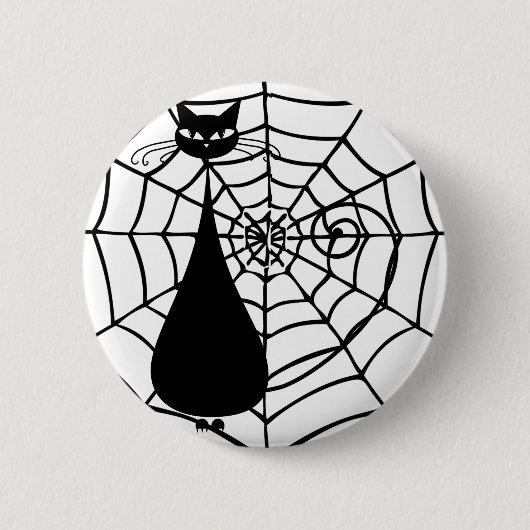 Quirky Funny Black Cat Feline Ronde Button 5,7 Cm (Voorkant)