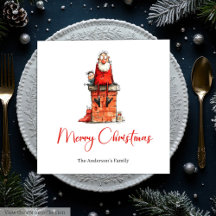 Quirky Funny Santa Custom Holiday Party Napkins