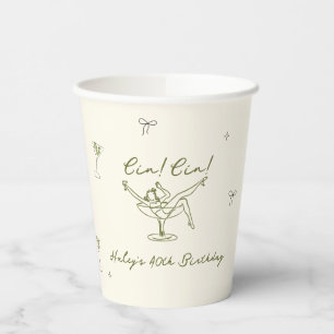 Quirky Groene Hand Getekende Cin Cin Martini Papieren Bekers