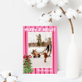 Quirky Hand Drawn Bold Retro Pink Photo Christmas Feestdagenkaart