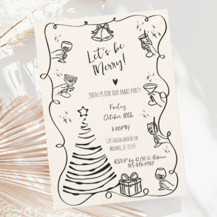 Quirky Hand Drawn Squiggle Kerstfeest Kaart