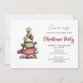 Quirky hand drawn tree festive holiday invitation kaart (Voorkant)