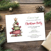 Quirky hand drawn tree festive holiday invitation kaart