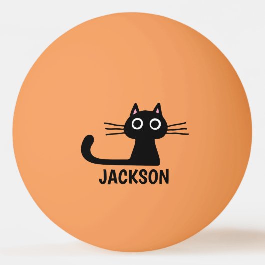 Quirky Kat op maat | Cool Black Cat Custom Pingpongballen (Voorkant)