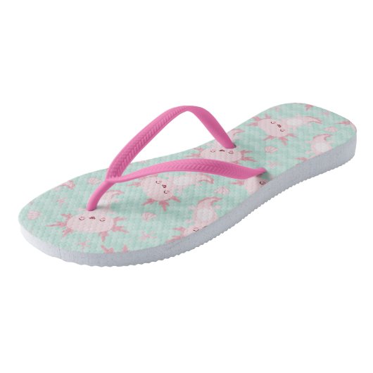 Quirky Kawaii Axolotl Pattern Teenslippers (Schuin)