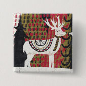 Quirky Kerstdeer Vierkante Button 5,1 Cm (Voorkant)