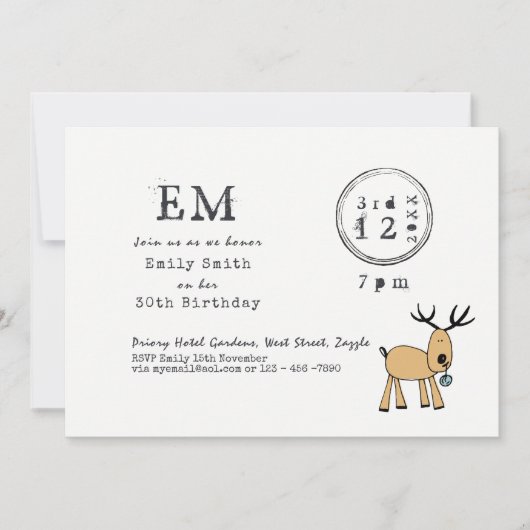 Quirky kerstparty - rendiermodel kaart (Voorkant)