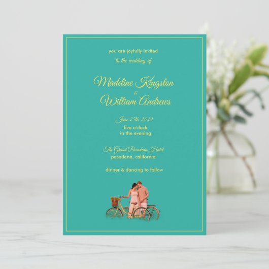 Quirky Kitschy Retro Photo Wedding Invitation (Debout devant)