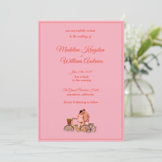 Quirky Kitschy Retro Photo Wedding Invitation (Debout devant)