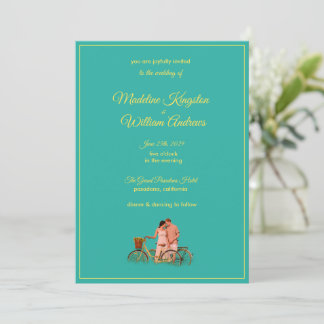 Quirky Kitschy Retro Photo Wedding Invitation Kaart