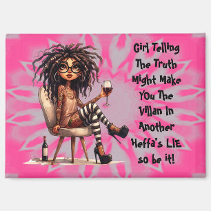 Quirky Lady Tattoo & Wine Truth Magnet Magneet