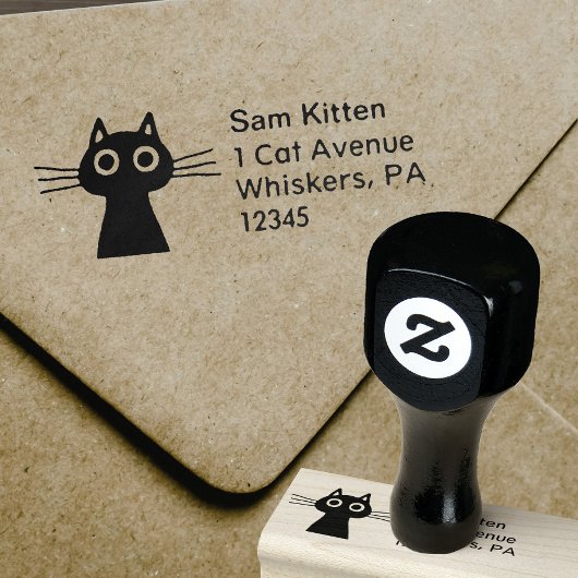 Quirky Leuke Kitty Kat met Retouradres Rubberstempel
