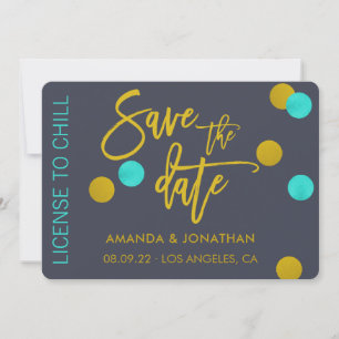 Quirky License om bruiloft te koelen Save the Date
