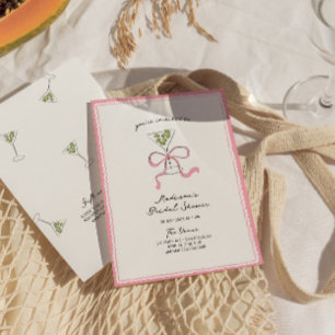 Quirky Martini Bow Hand getrokken Vrijgezellenfees Kaart