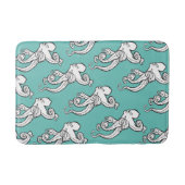 Quirky Octopus Sketches Pattern Teal Badmat (Voorkant)