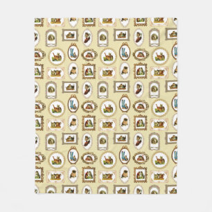 Quirky  omlijnd kattenpatroon fleece deken