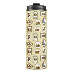 Quirky  omlijnd kattenpatroon thermosbeker