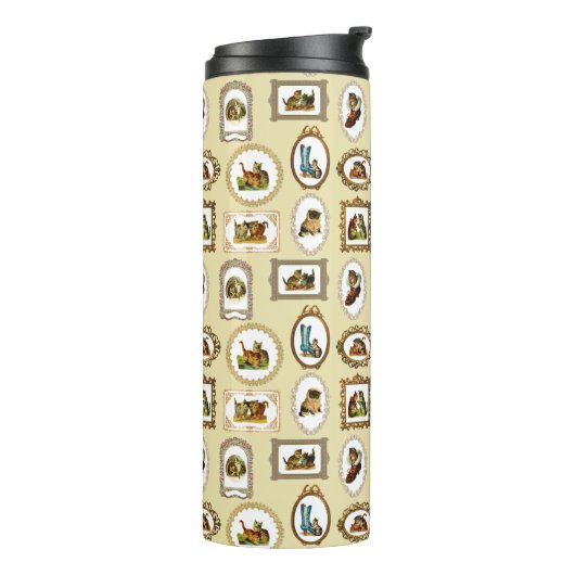 Quirky  omlijnd kattenpatroon thermosbeker (Gedraaid links)