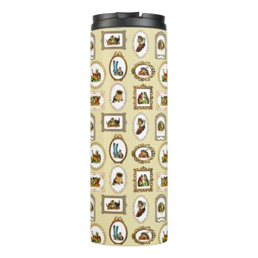 Quirky  omlijnd kattenpatroon thermosbeker (Achterkant)