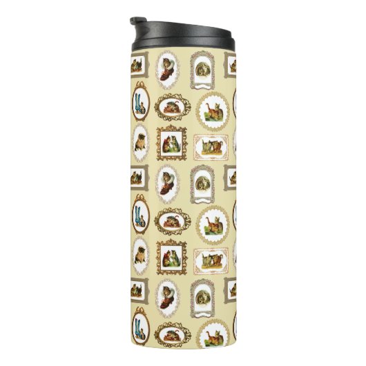 Quirky  omlijnd kattenpatroon thermosbeker (Geroteerd rechts)